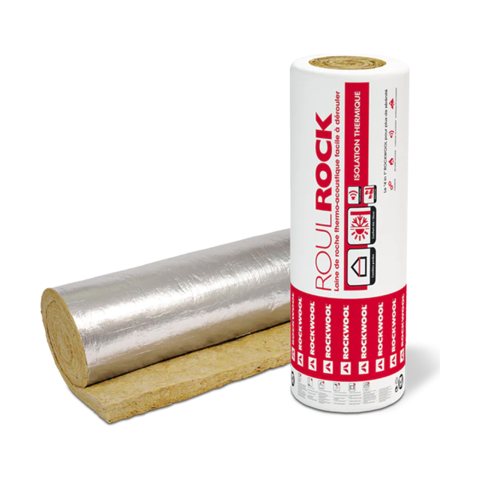 Rolo de Lã Rocha Revestido Alumínio Rockwool Roulrock Alu 7,2m2
