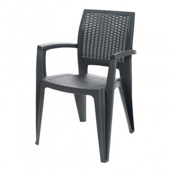 Cadeira de Resina com Bra�os Antracite Caribe Joluce