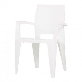 Cadeira de Resina com Bra�os Branca Elegance Joluce