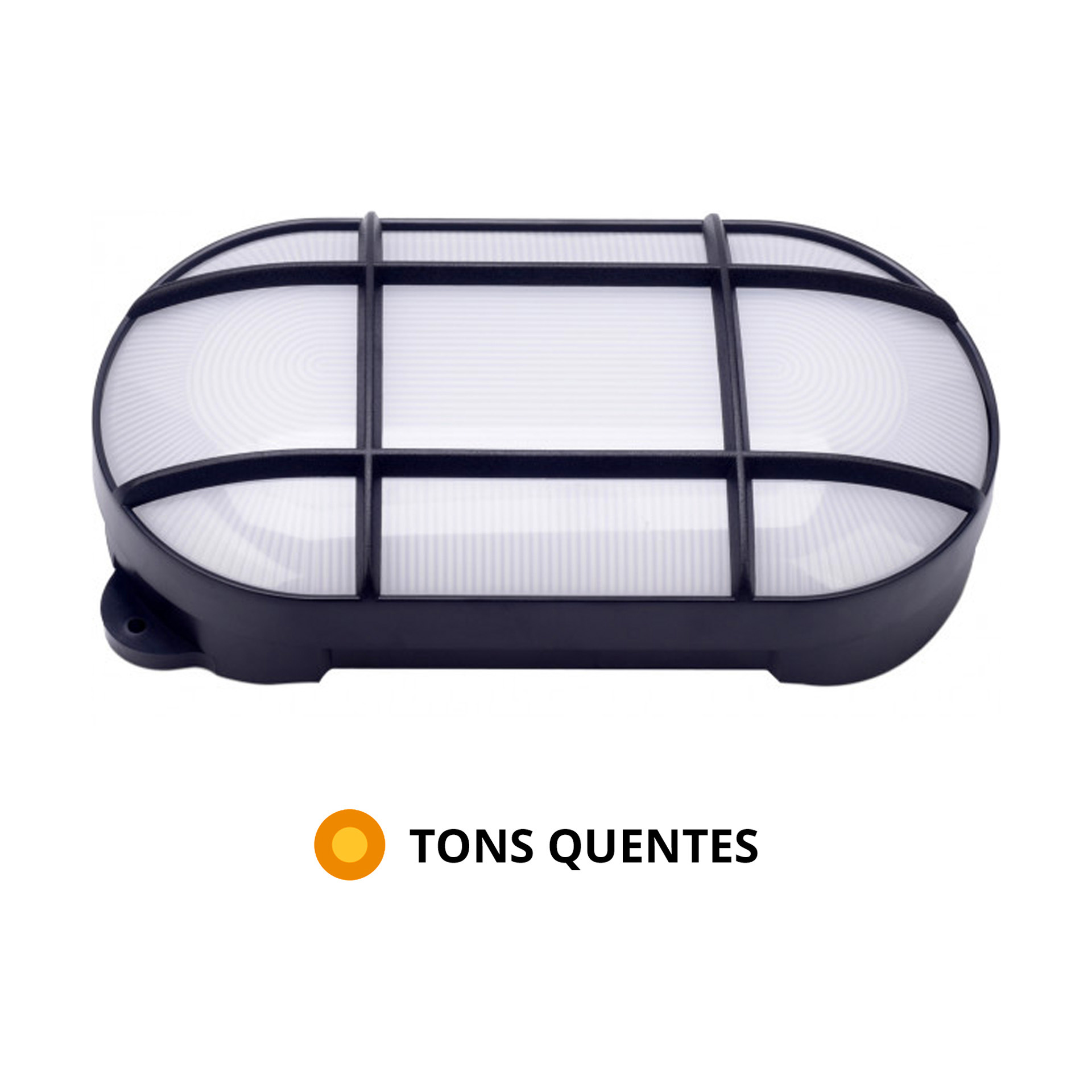 Aplique de Parede Exterior Oval LED Preto