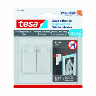 Cabide de Parede Adesivo 23x45x10mm PVC Branco Tesa 2 Uni