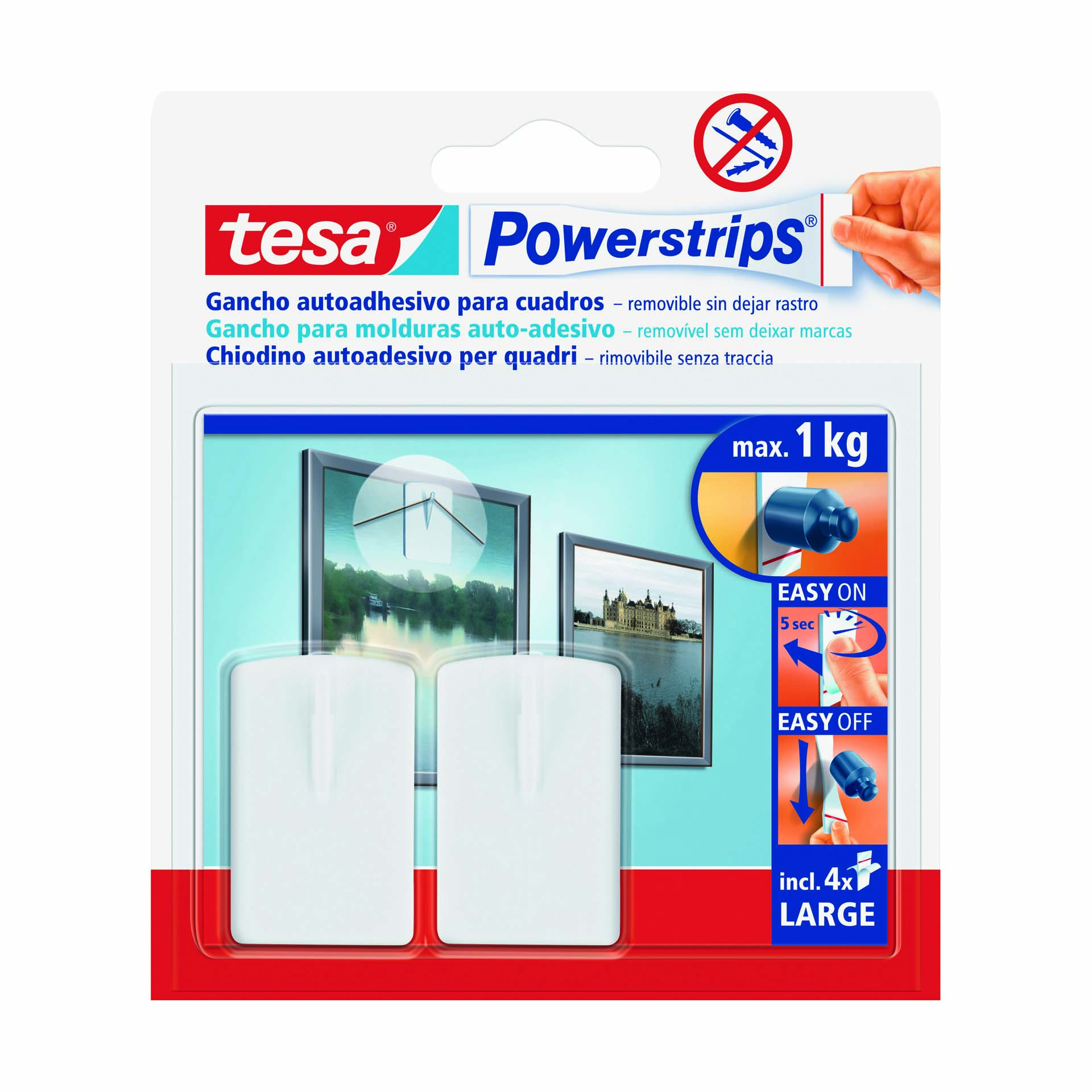 Cabide de Parede Adesivo 27x45x10mm PVC Branco Tesa 2 Uni