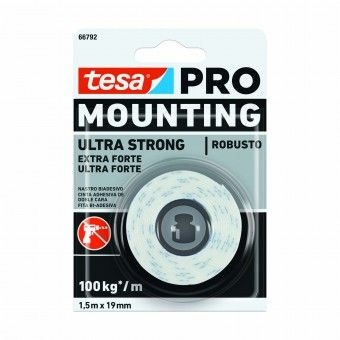 Fita Dupla Face Extra Forte 19mm 1.5M Espuma Branca Tesa