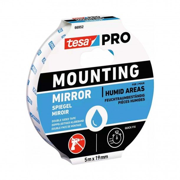 Fita Dupla Face para Espelhos 19mm 5M Espuma Branca Tesa