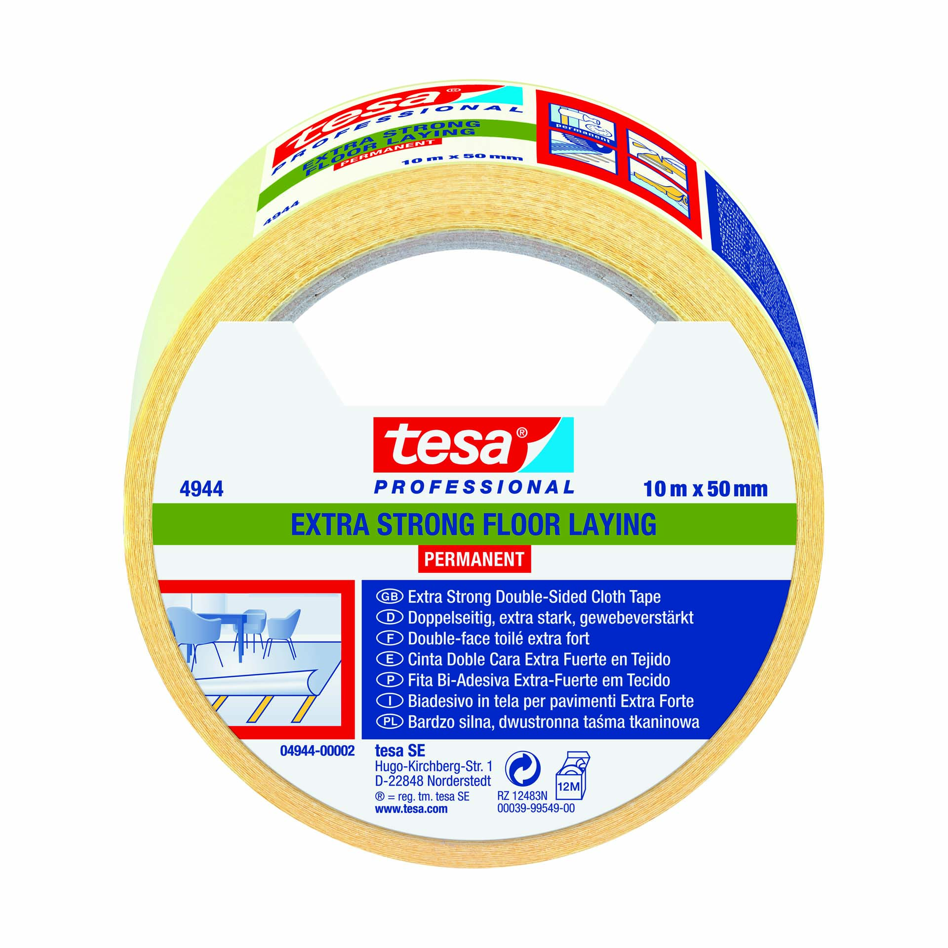 Fita Dupla Face Extra Forte 50mm 10M Borracha Branca Tesa