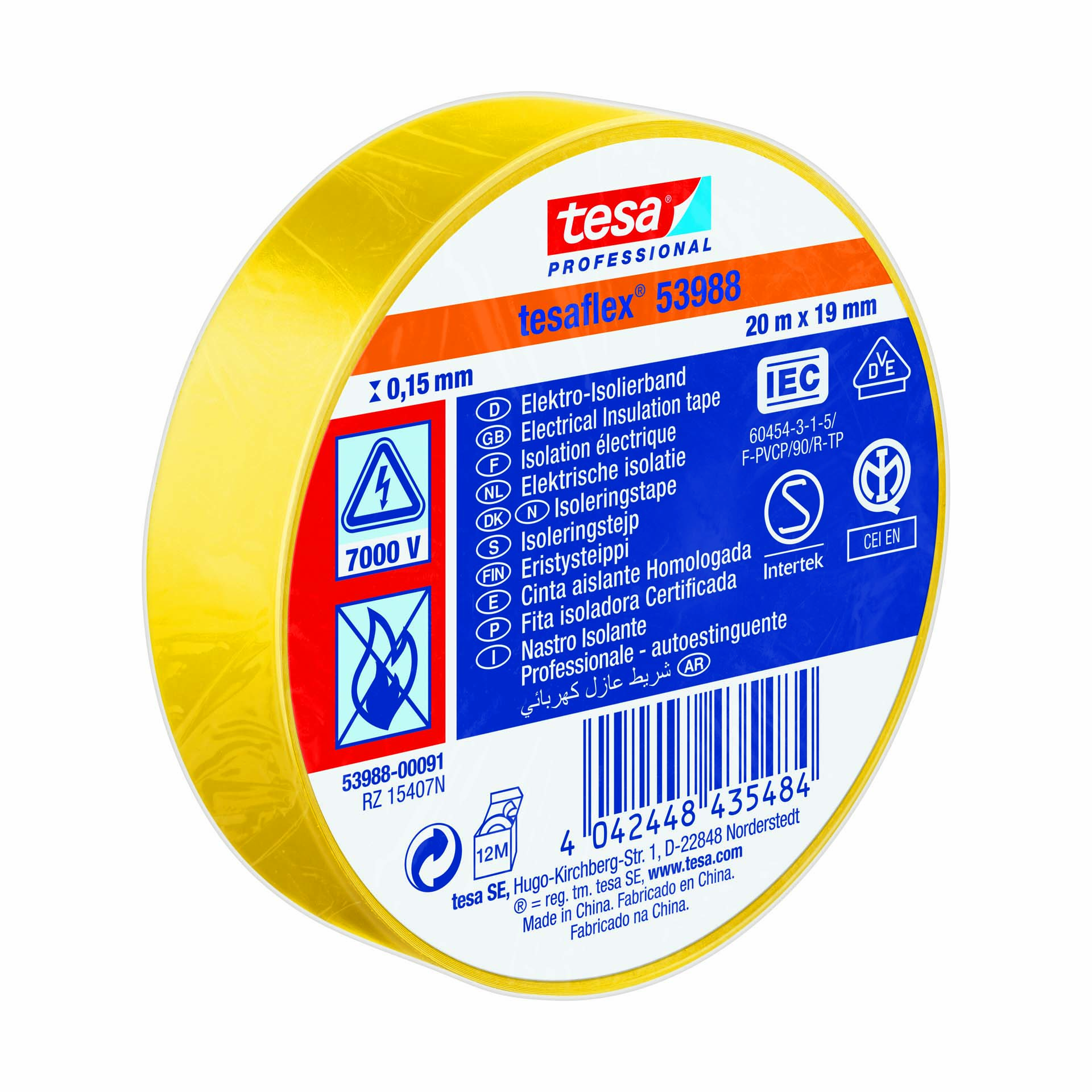 Fita Isoladora de Eletricista 19mm 20M Tesaflex Tesa 53988