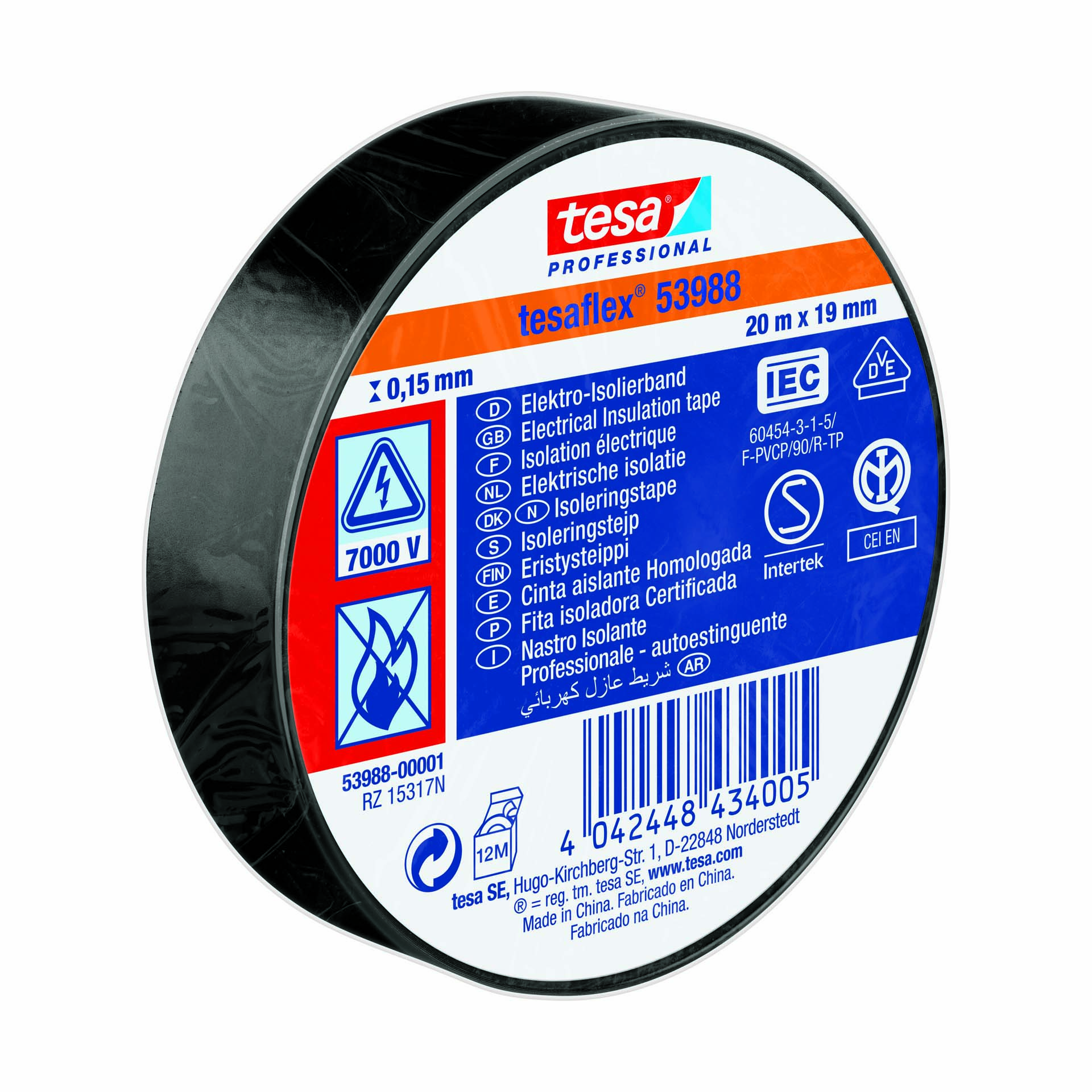 Fita Isoladora de Eletricista 19mm 20M Tesaflex Tesa 53988