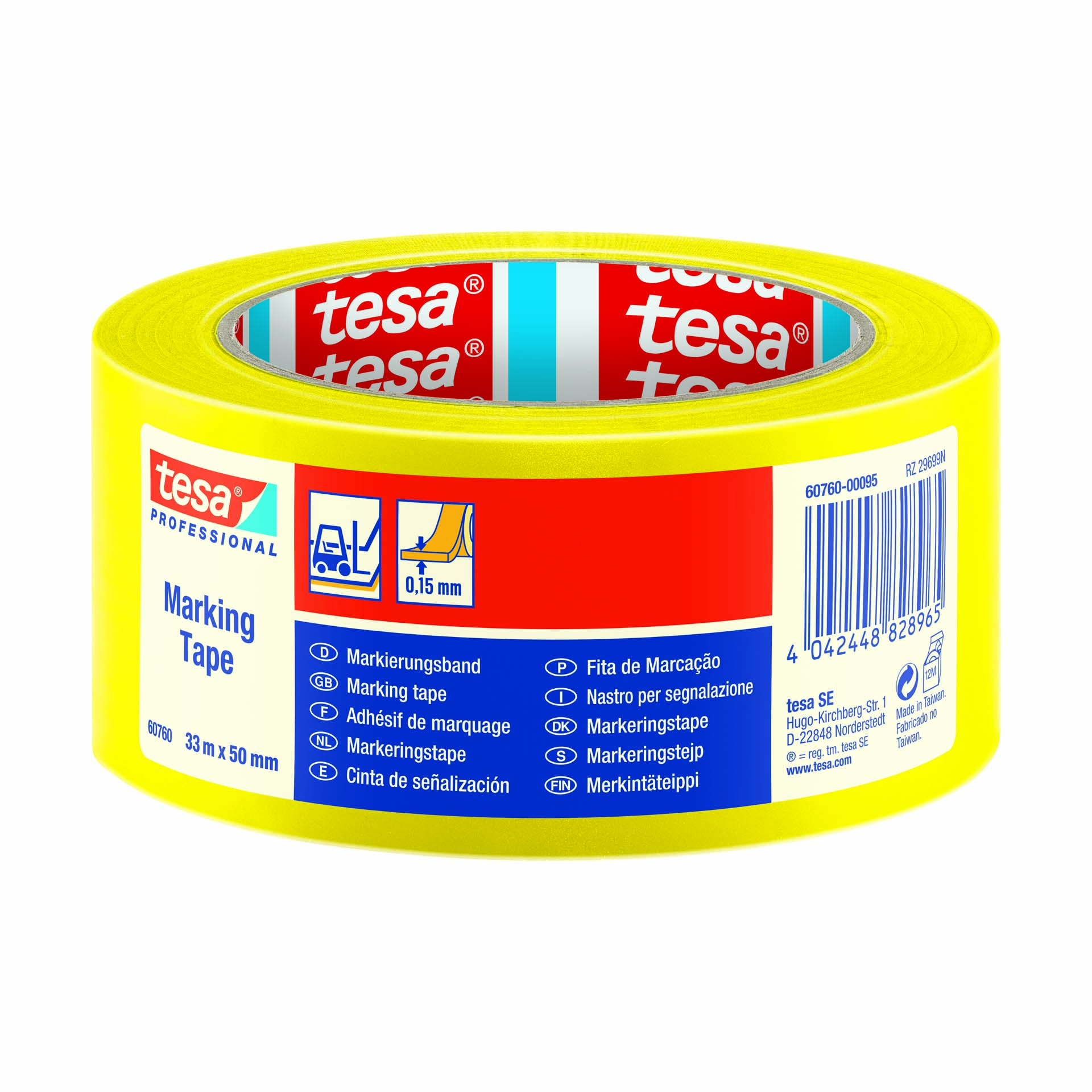 Fita de Sinalização 50mm 33M PVC Amarela Tesa