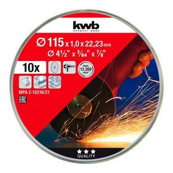 Conjunto 10 Discos de Corte 115x1,0x22,23mm KWB