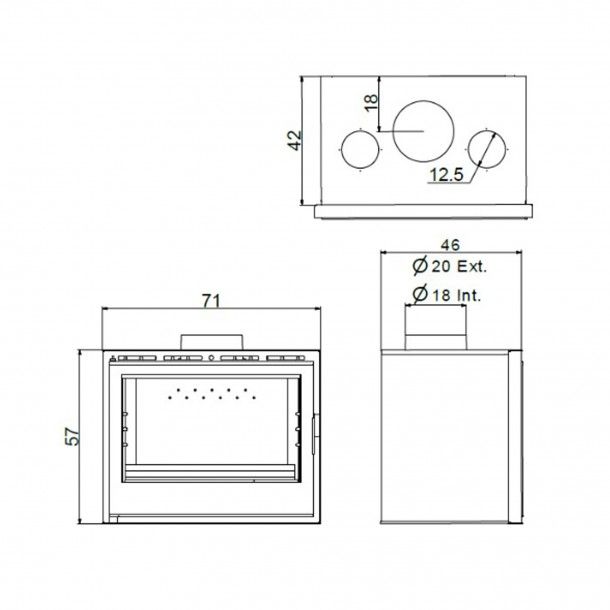 Recuperador de Calor a Lenha Ventilado 14KW Saphire 700 Salgueda