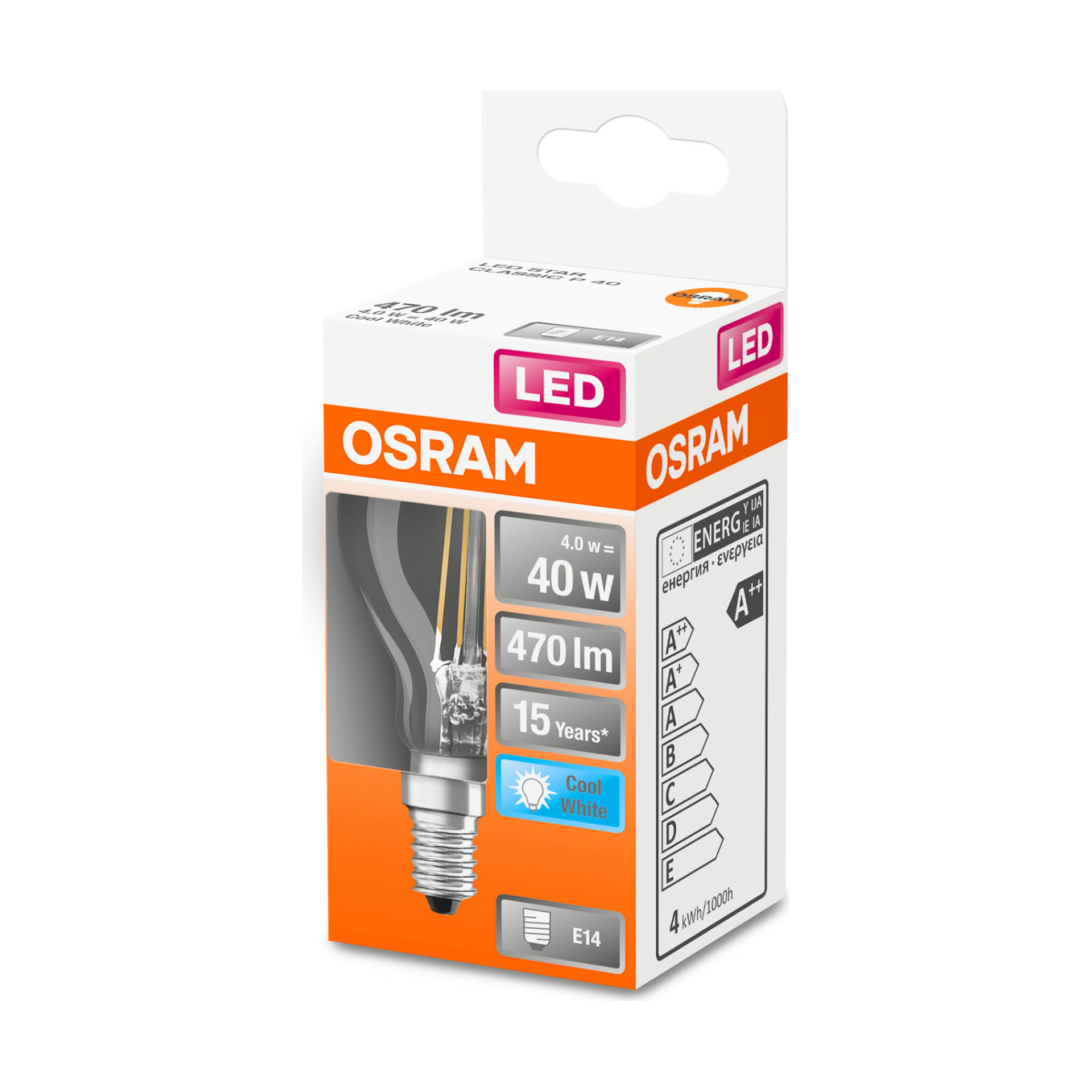 Lâmpada LED Filamento Osram Vidro Classic P40 4000K