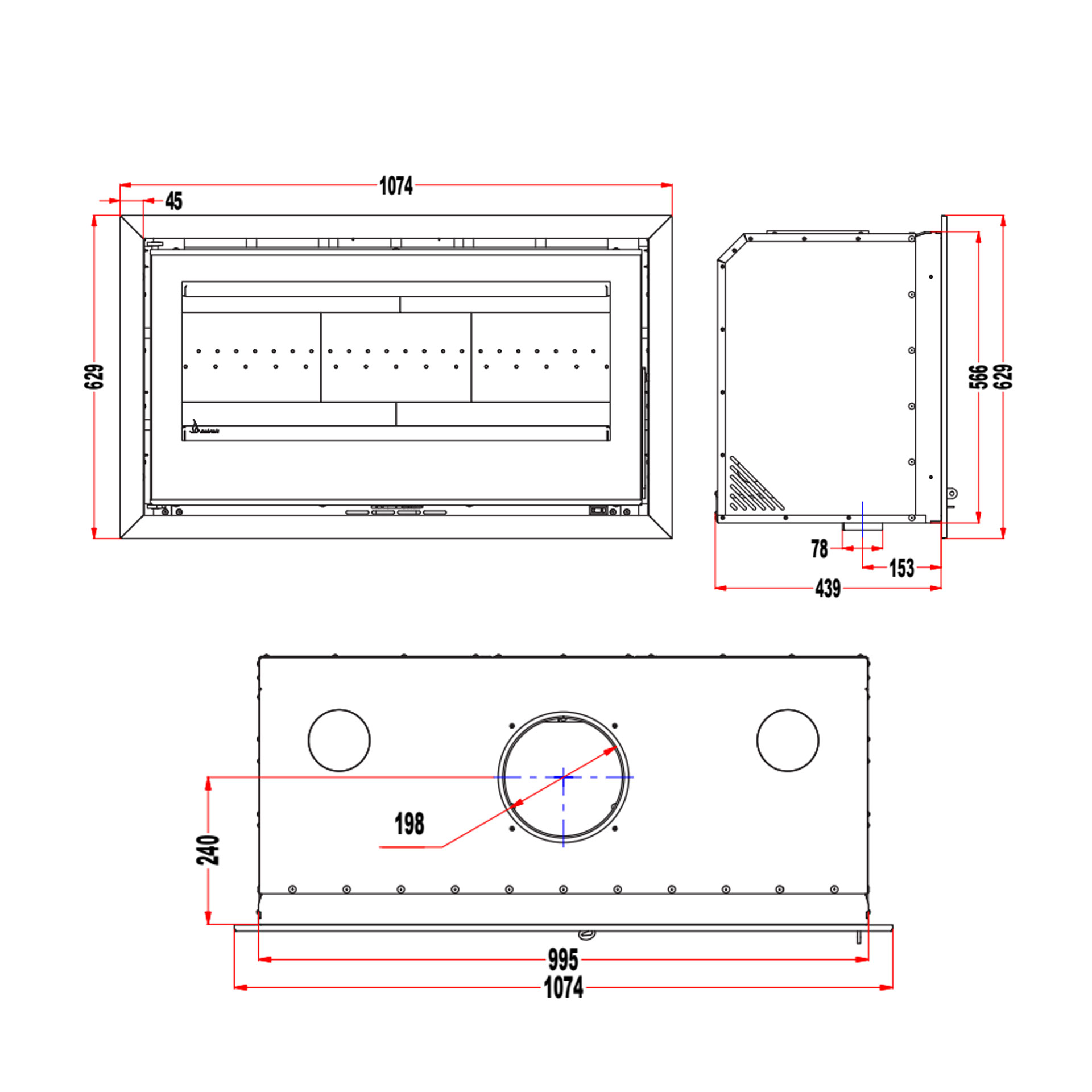Recuperador de Calor a Lenha 9,3KW Onix 1000 Style Solrak