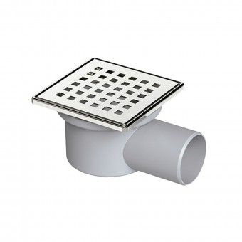 Ralo Sifonado PVC com Grelha e Aro Inox 304 Sa�da Horizontal 50mm