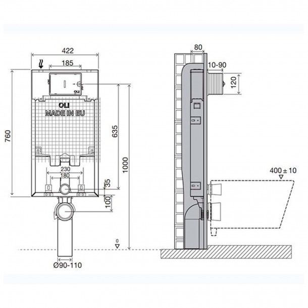 Estrutura de Sanita Suspensa Oli80 Simflex com Placa Bound Cromada OLI Estrutura de Sanita Suspensa Oli80 Simflex com Placa Bound Cromada OLI