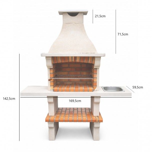 Churrasqueira de Tijolo 170x215x60cm com Bancada 2209 ACB