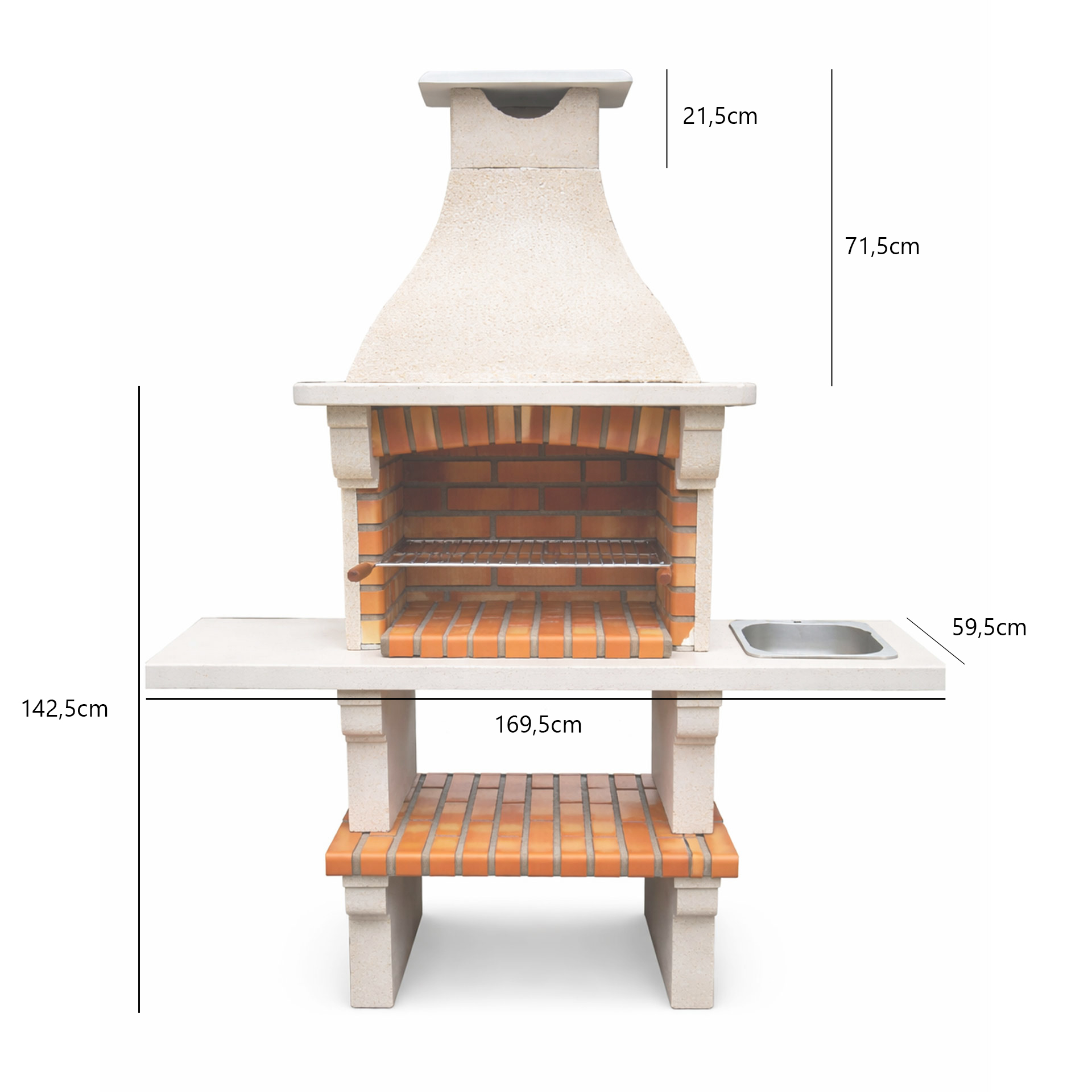 Churrasqueira de Tijolo 170x215x60cm com Bancada 2209 ACB