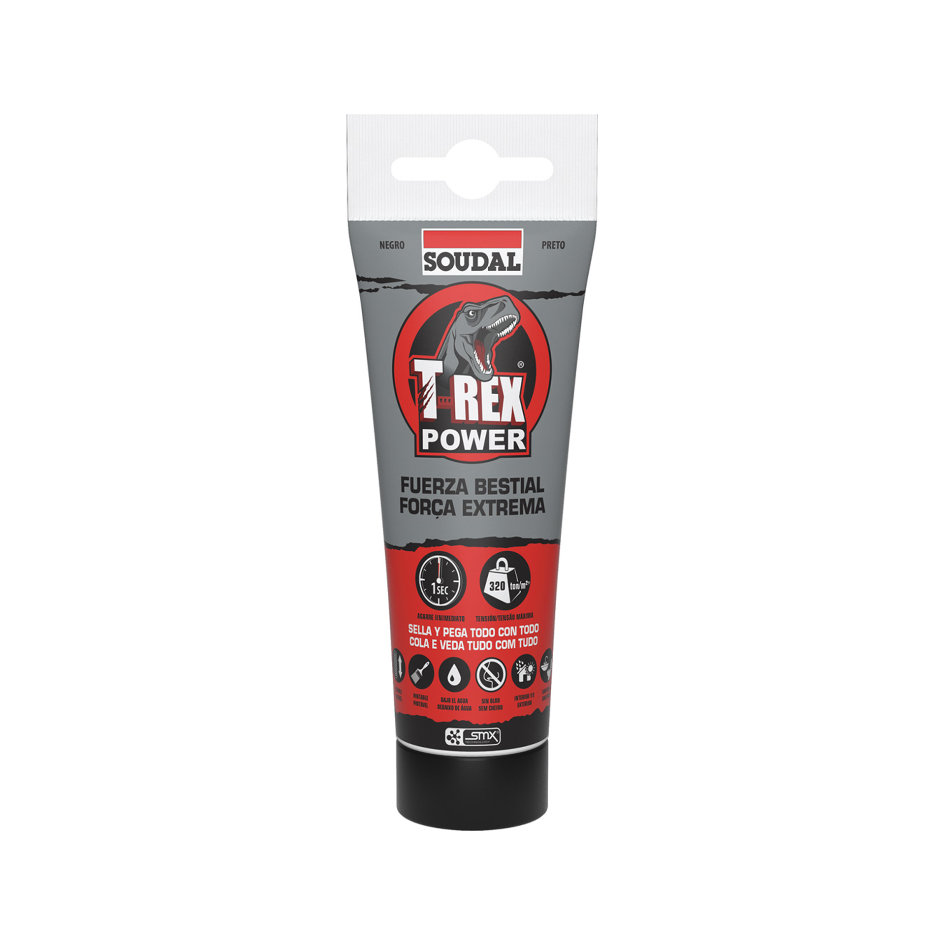 Cola e Veda SMX T-Rex Power Preto 125ml Soudal