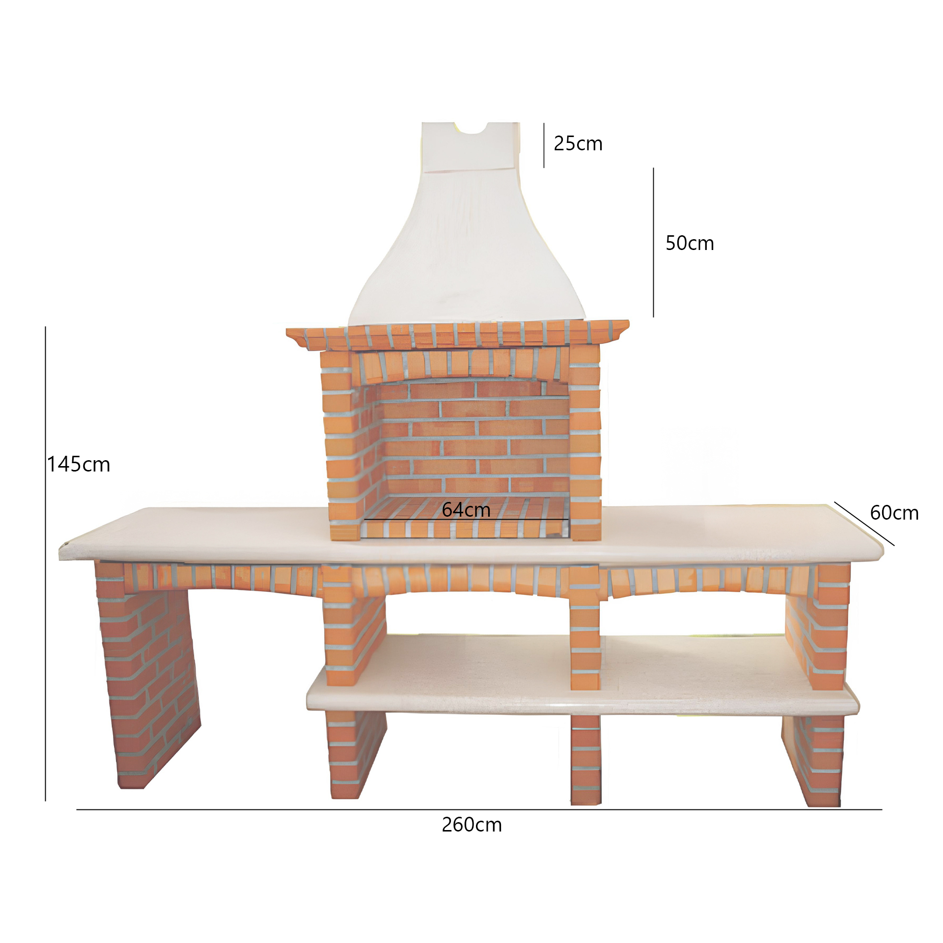 Churrasqueira de Tijolo 260x225x60 com Bancada Dupla 2027 ACB