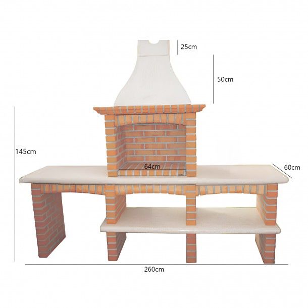 Churrasqueira de Tijolo 260x225x60 com Bancada Dupla 2027 ACB Churrasqueira de Tijolo 260x225x60 com Bancada Dupla 2027 ACB