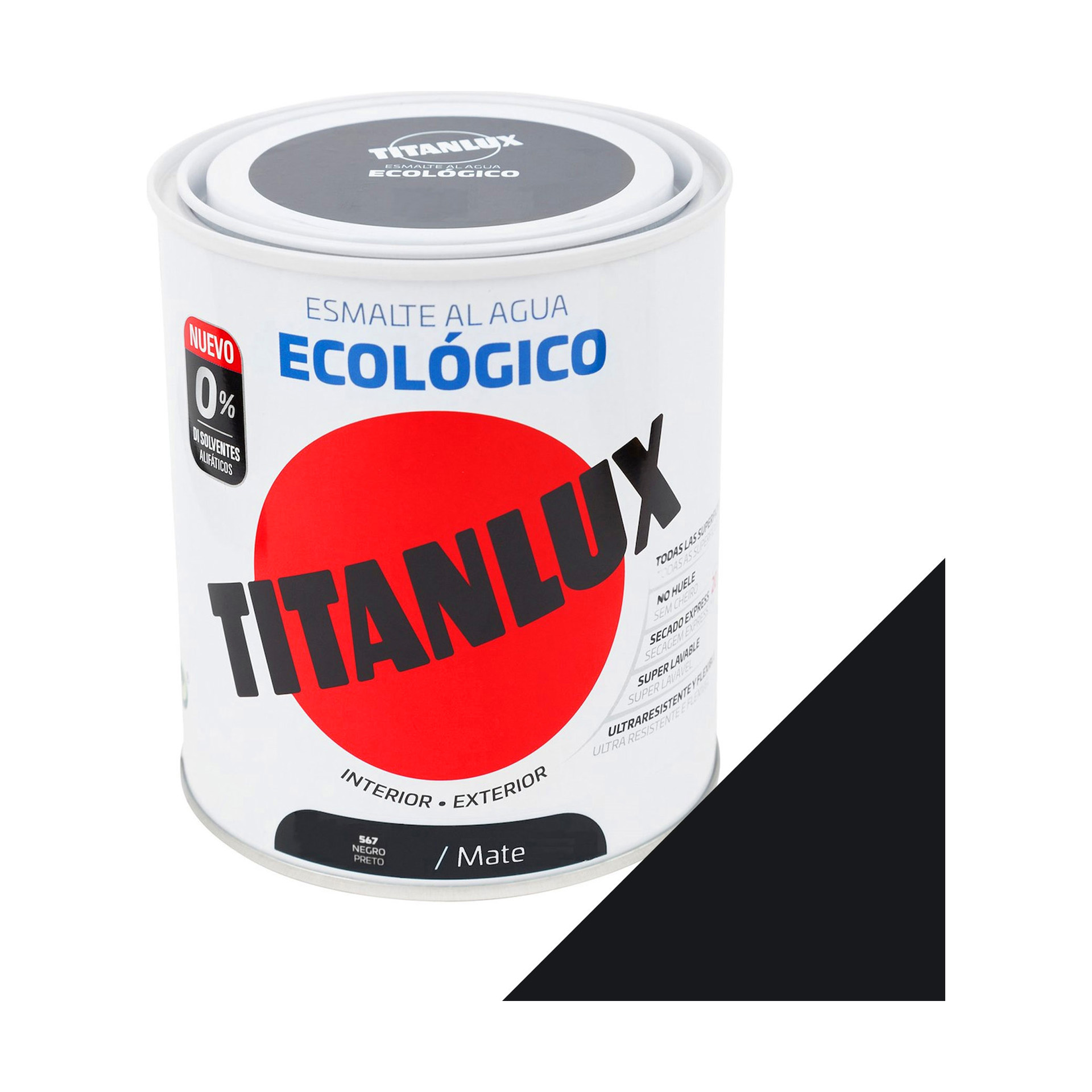 Esmalte Ecológico Base Água Mate Titanlux Preto 750ml