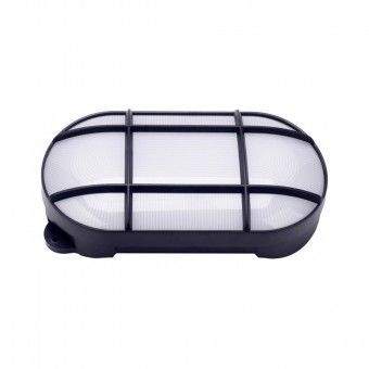 Aplique de Parede Preto Exterior Oval LED Tons Frios