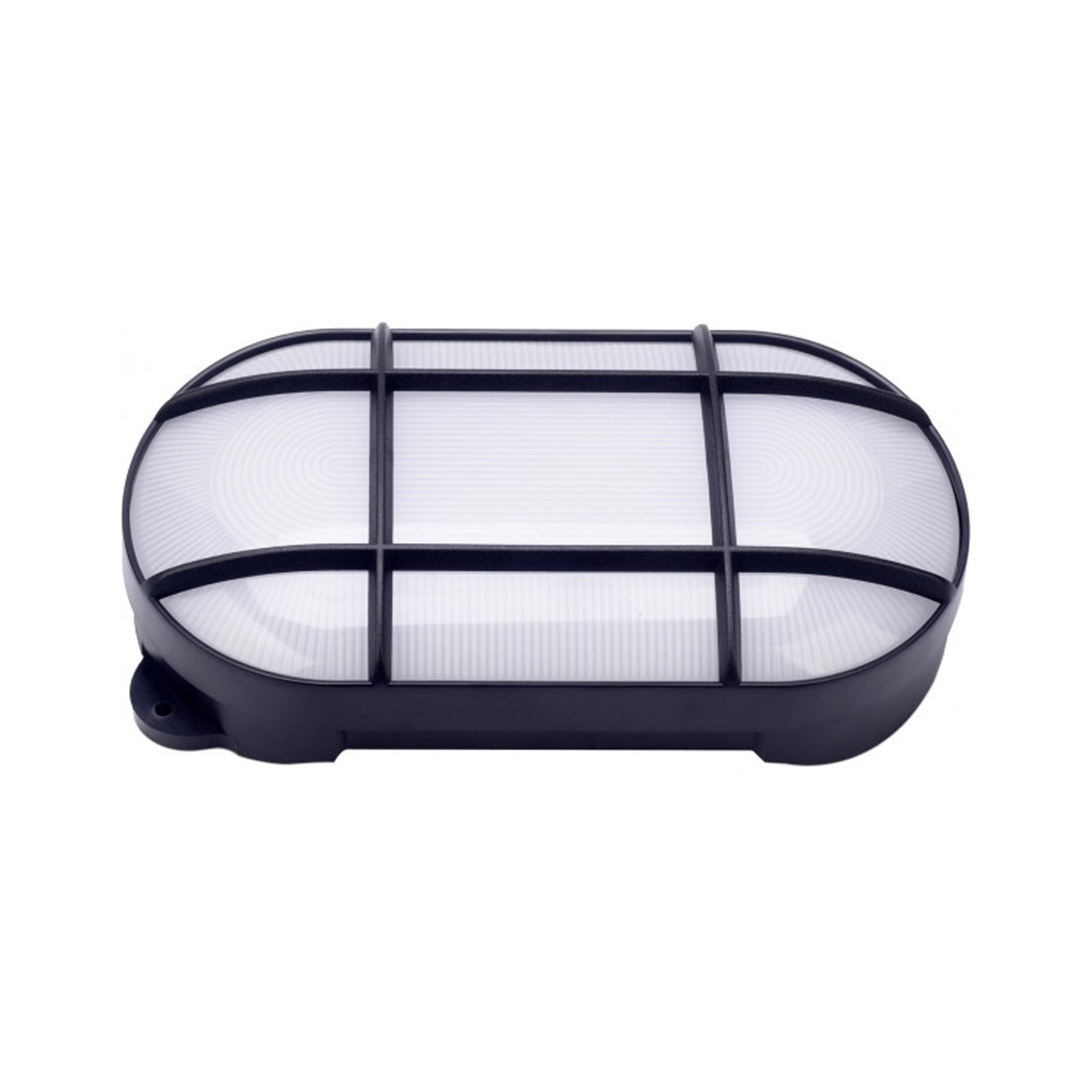 Aplique de Parede Preto Exterior Oval LED Tons Frios