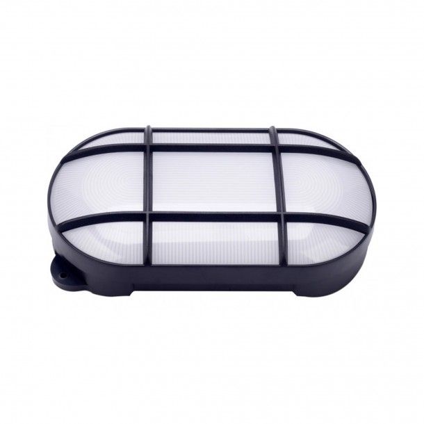 Aplique de Parede Preto Exterior Oval LED Tons Frios Aplique de Parede Preto Exterior Oval LED Tons Frios