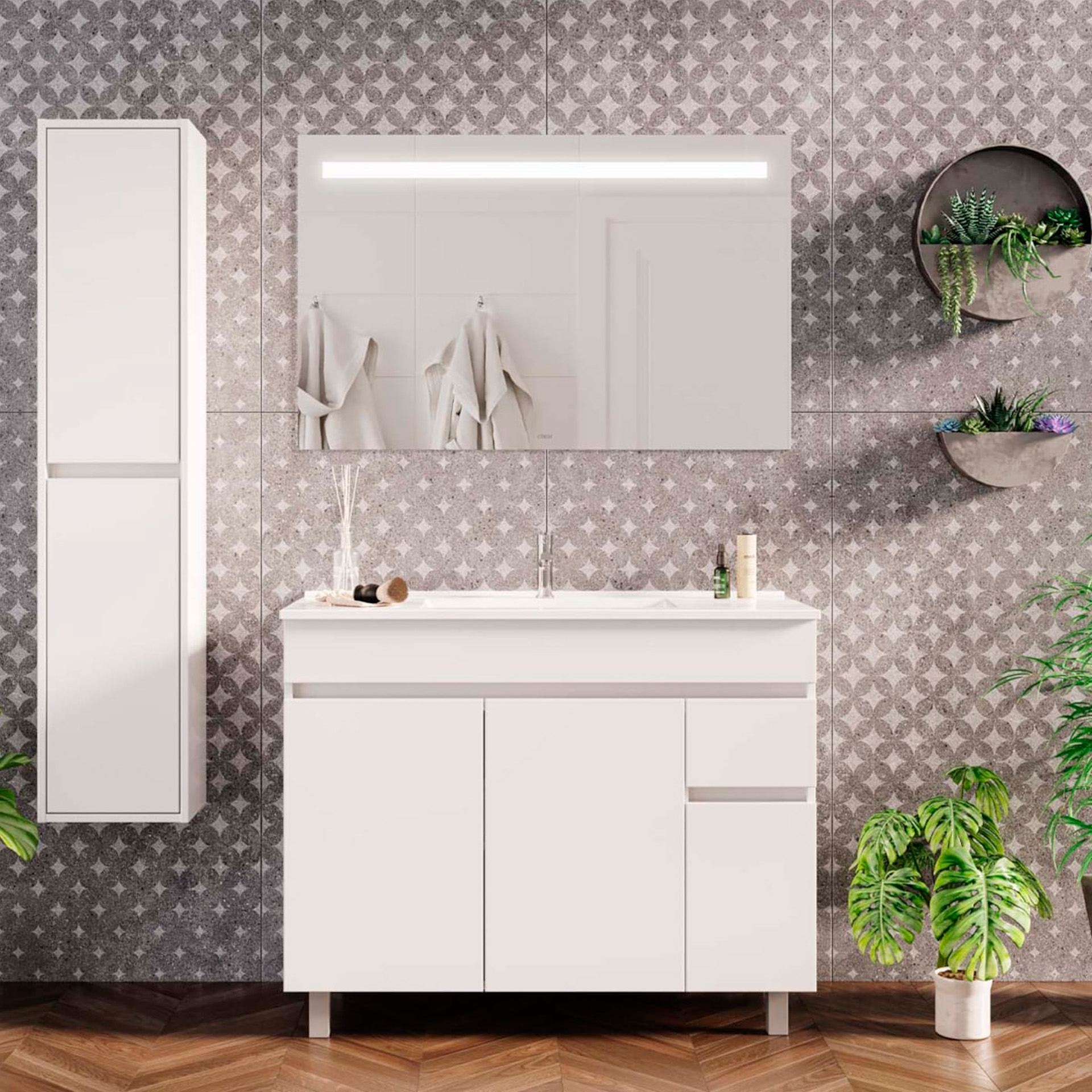 Móvel Clif com Lavatório Modern Branco 80cm