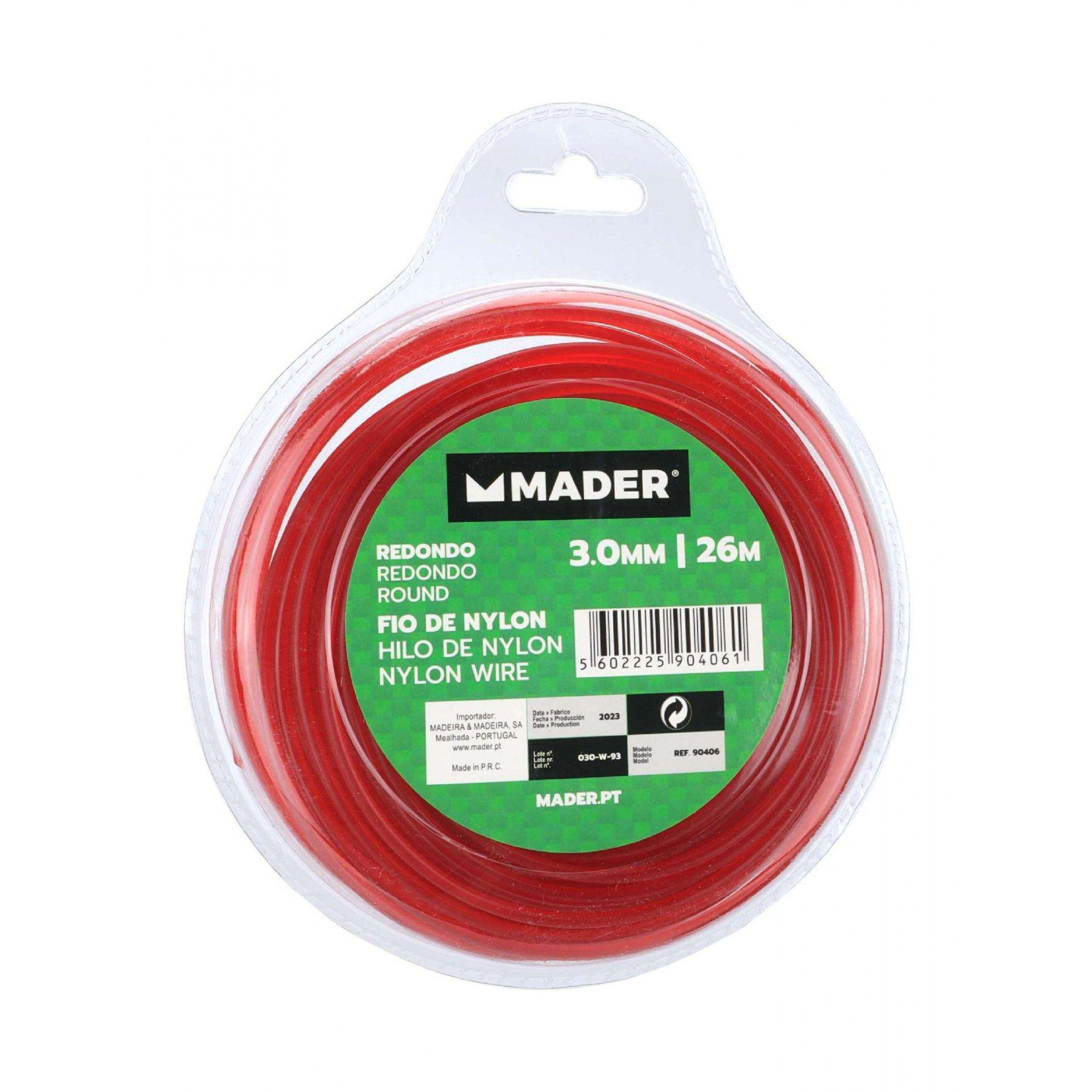 Fio Nylon Redondo Vermelho 3mmx26m Mader