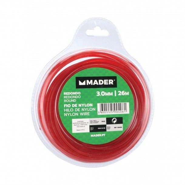 Fio Nylon Redondo Vermelho 3mmx26m Mader Fio Nylon Redondo Vermelho 3mmx26m Mader