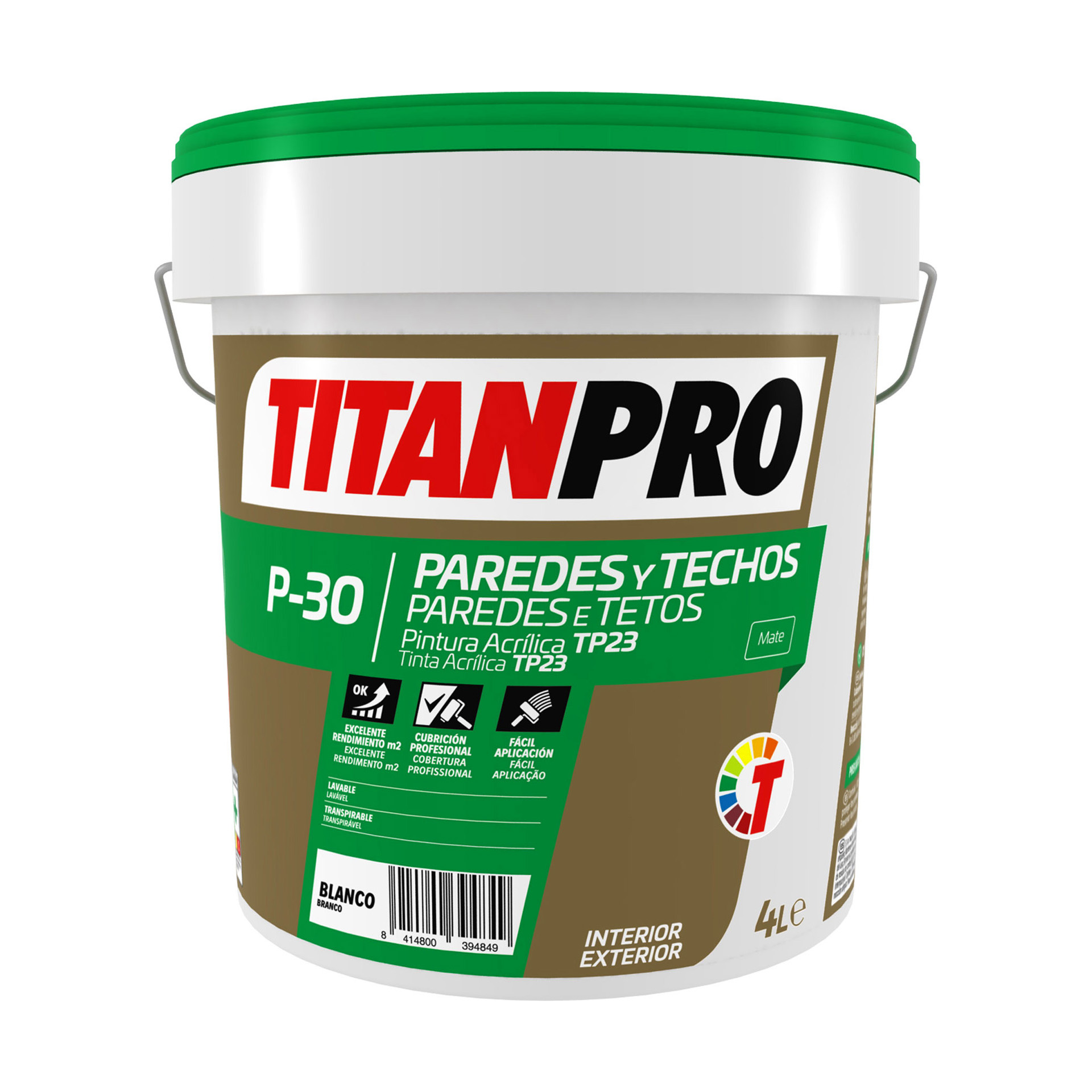 Tinta Acrílica P30 Branco 4L Titan Pro