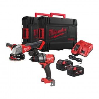 Rebarbadora + Aparafusadora a Bateria 18V com 2 Baterias 5.0Ah M18FPP2E3-502X Milwaukee