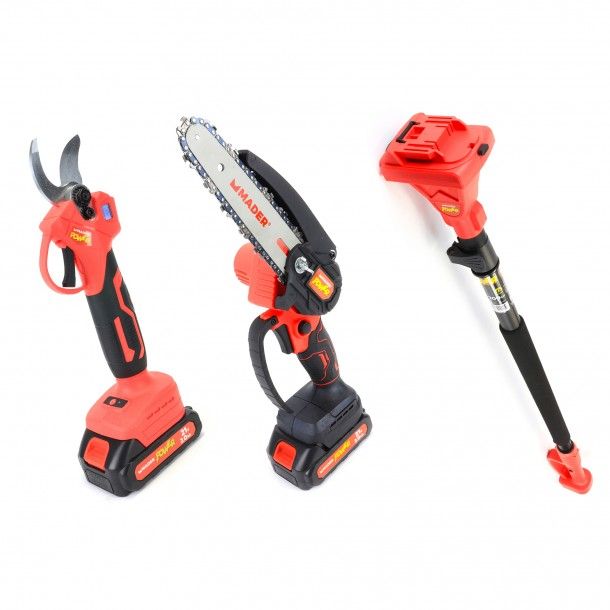 Tesoura de Poda + Serra a Bateria + Extensor 21V 2Ah Mader Tesoura de Poda + Serra a Bateria + Extensor 21V 2Ah Mader