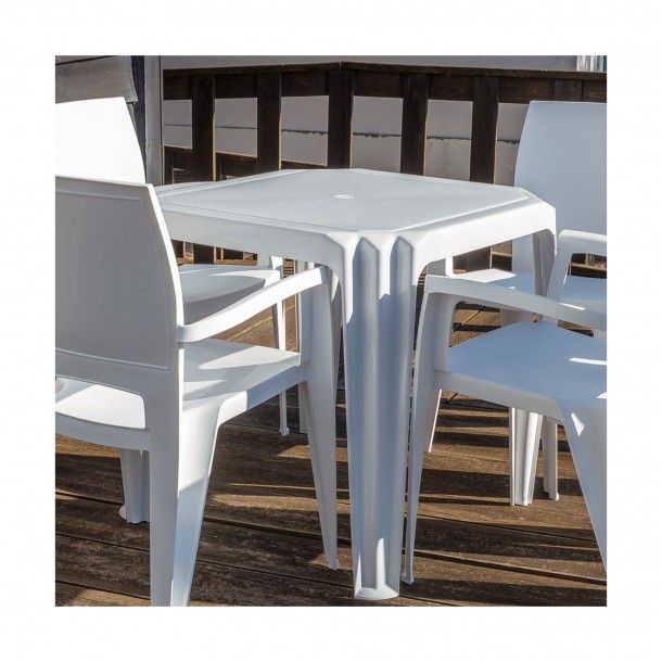 Mesa de Jardim Resina Viana Branca 75x75cm Mesa de Jardim Resina Viana Branca 75x75cm