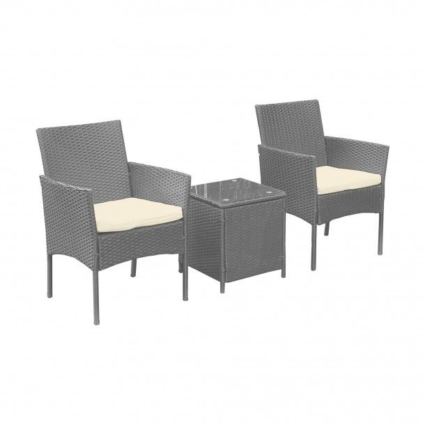Conjunto de Jardim 2 Cadeiras com Almofadas e Mesa Conjunto de Jardim 2 Cadeiras com Almofadas e Mesa