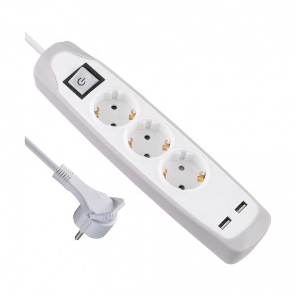 Extensão Tripla com USB e Interruptor Extensão Tripla com USB e Interruptor