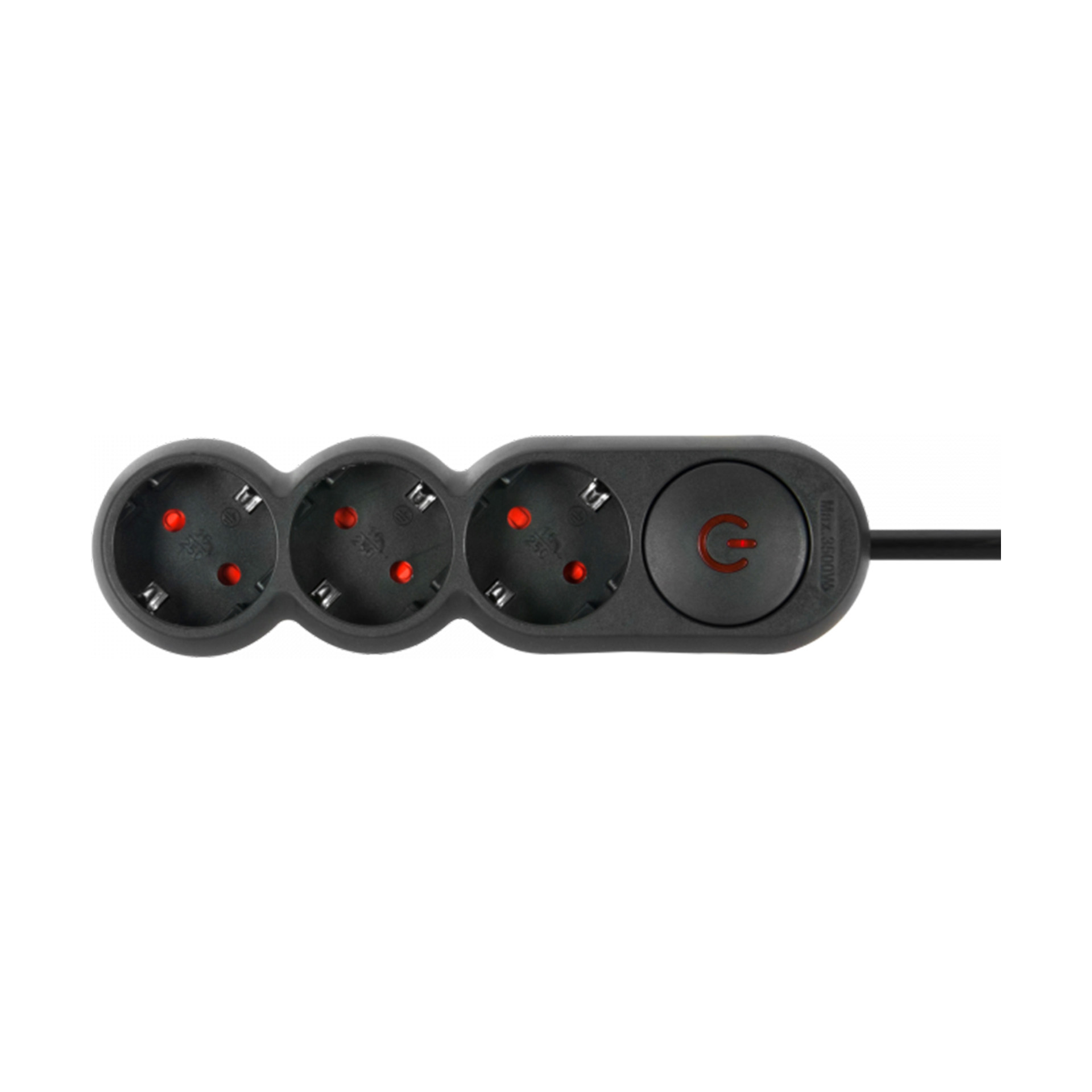 Extensão Tripla com Interruptor Plus Preta 3M