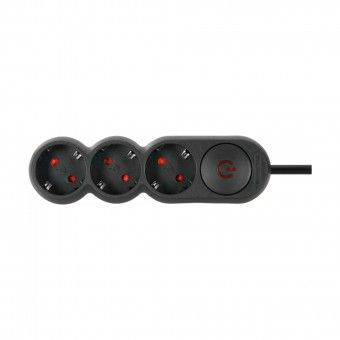 Extens�o Tripla com Interruptor Plus Preta 3M