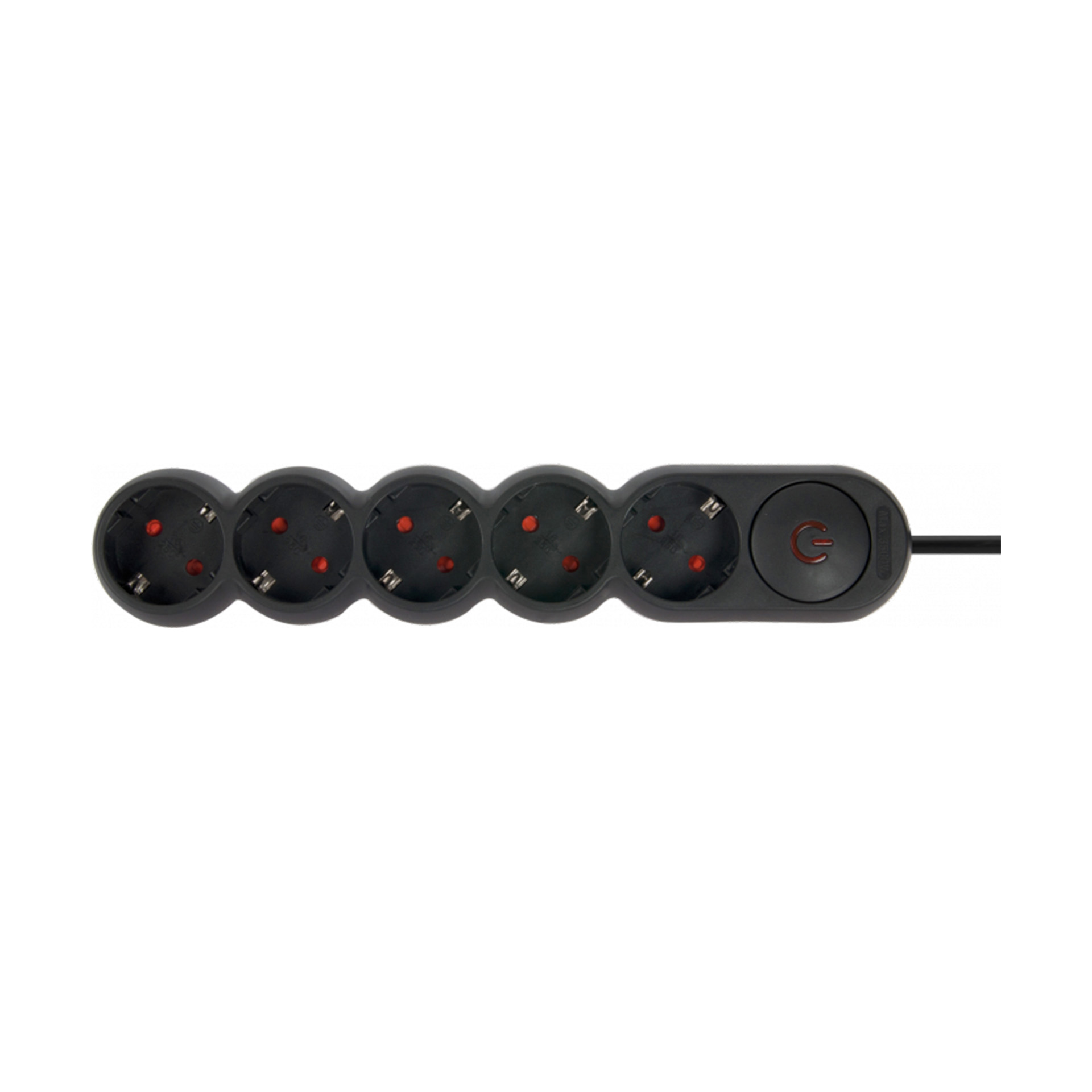 Extensão 5 Tomadas com Interruptor Plus Preta