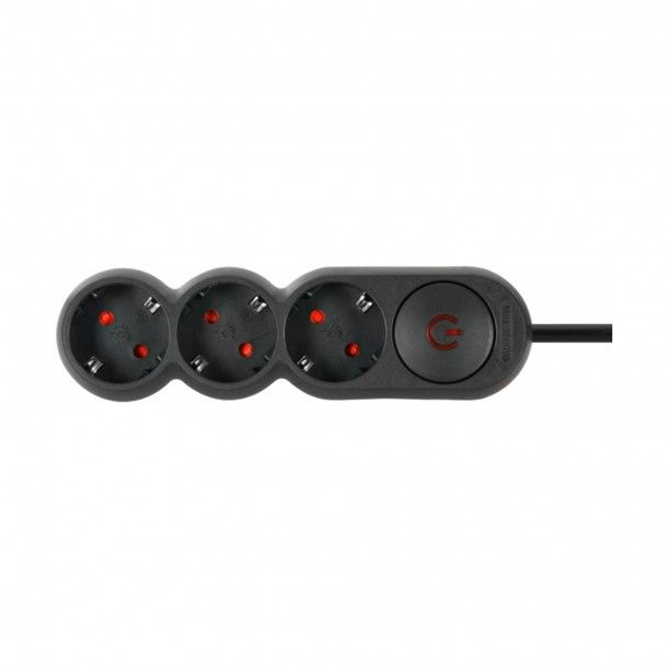 Extensão Tripla com Interruptor Plus Preta 3M Extensão Tripla com Interruptor Plus Preta 3M