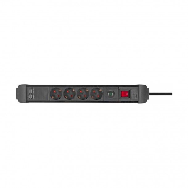 Extens�o 4 Tomadas com Interruptor e USB Preta