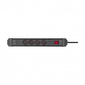 Extens�o 4 Tomadas com Interruptor e USB Preta