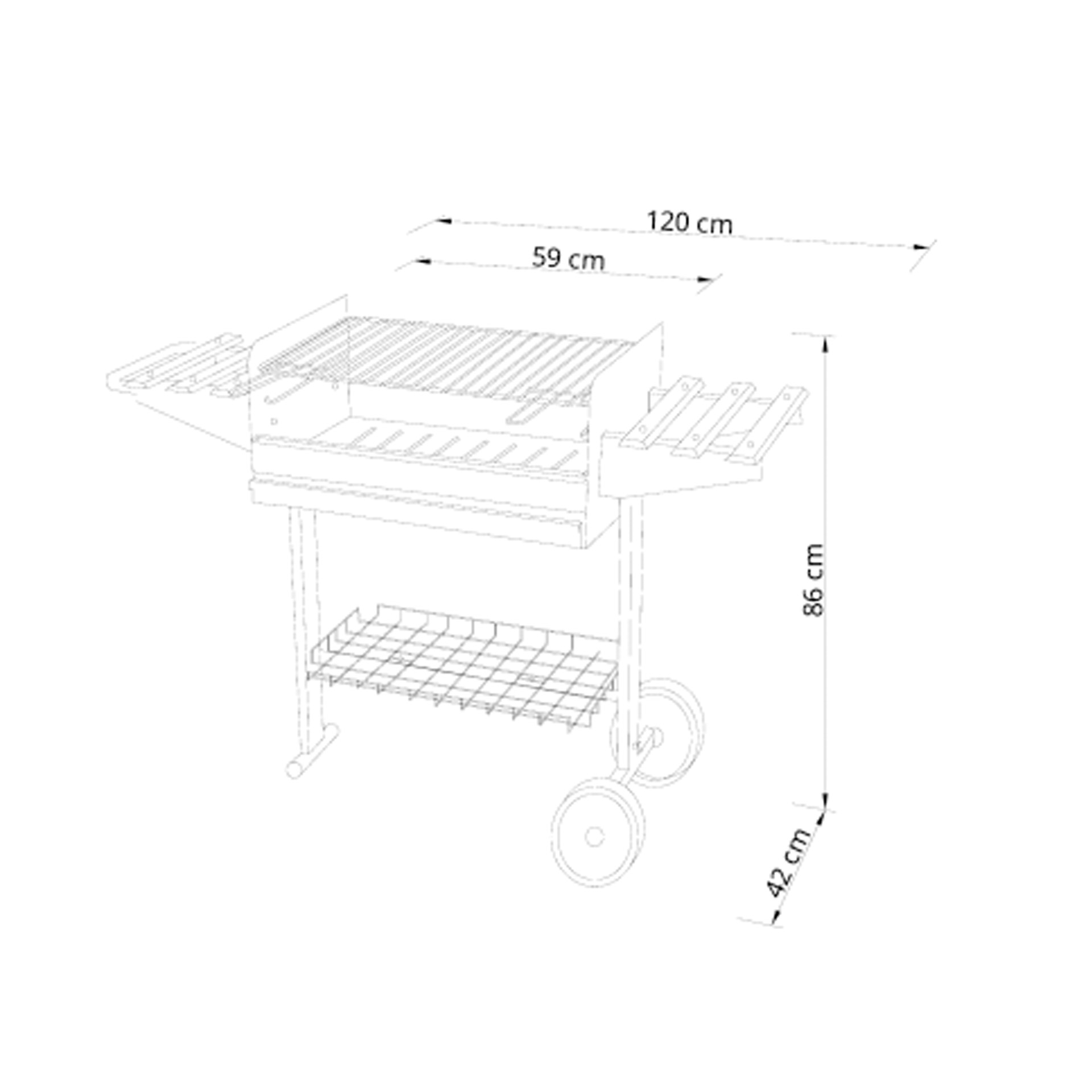 Barbecue a Carvão Berlinda com Rodas 60x42x86cm