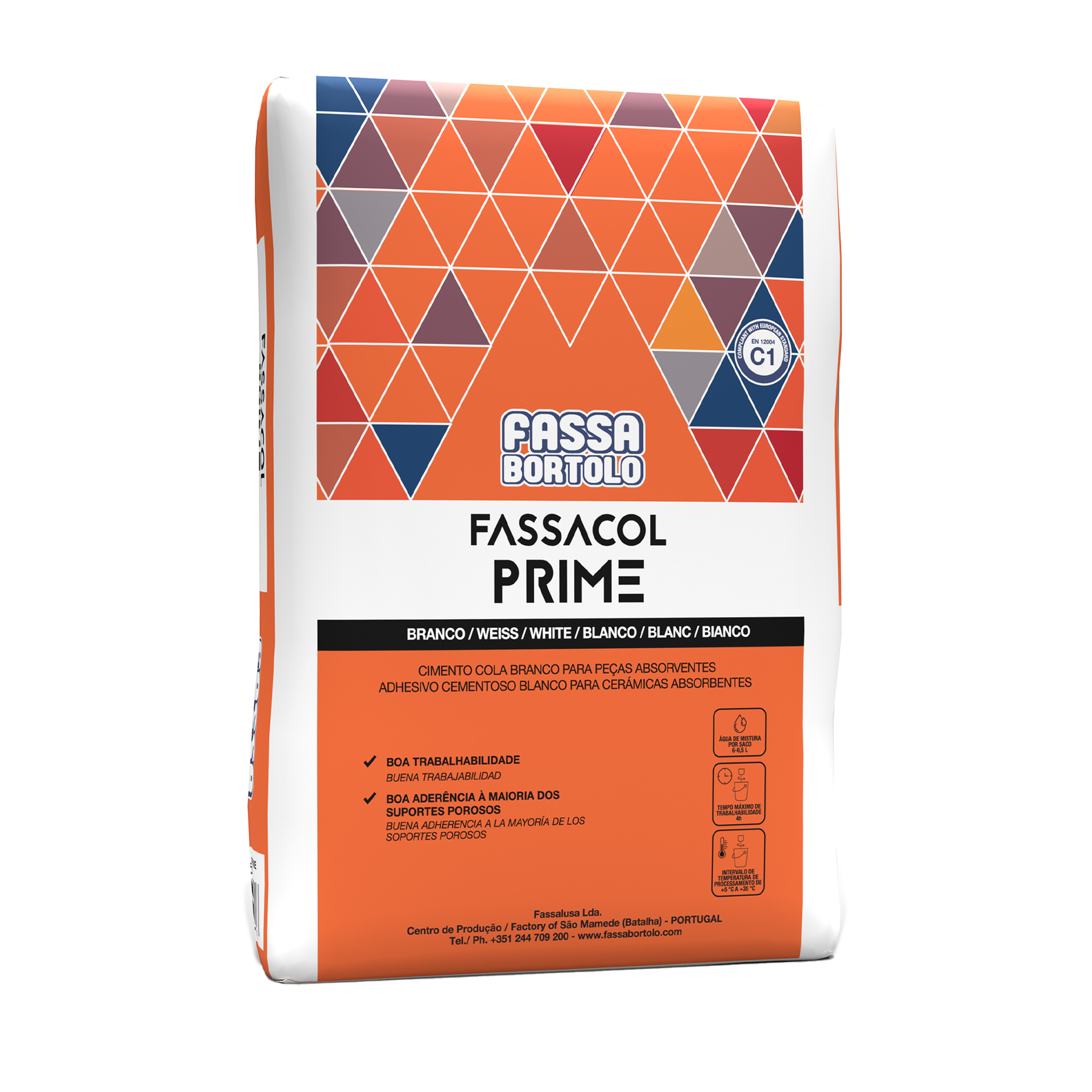 Cimento Cola Flexível Fassacol Prime C1 Branco 25Kg Fassa