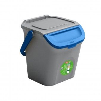 Ecoponto Cinza com Tampa Azul 28L