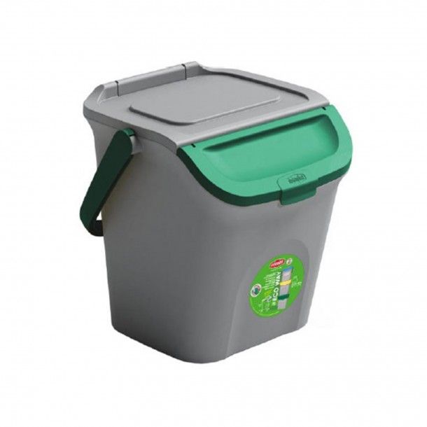 Ecoponto Cinza com Tampa Verde 28L Ecoponto Cinza com Tampa Verde 28L