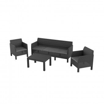 Conjunto de Jardim com Mesa e Sof� 5 Lugares Cinza Escuro Toomax