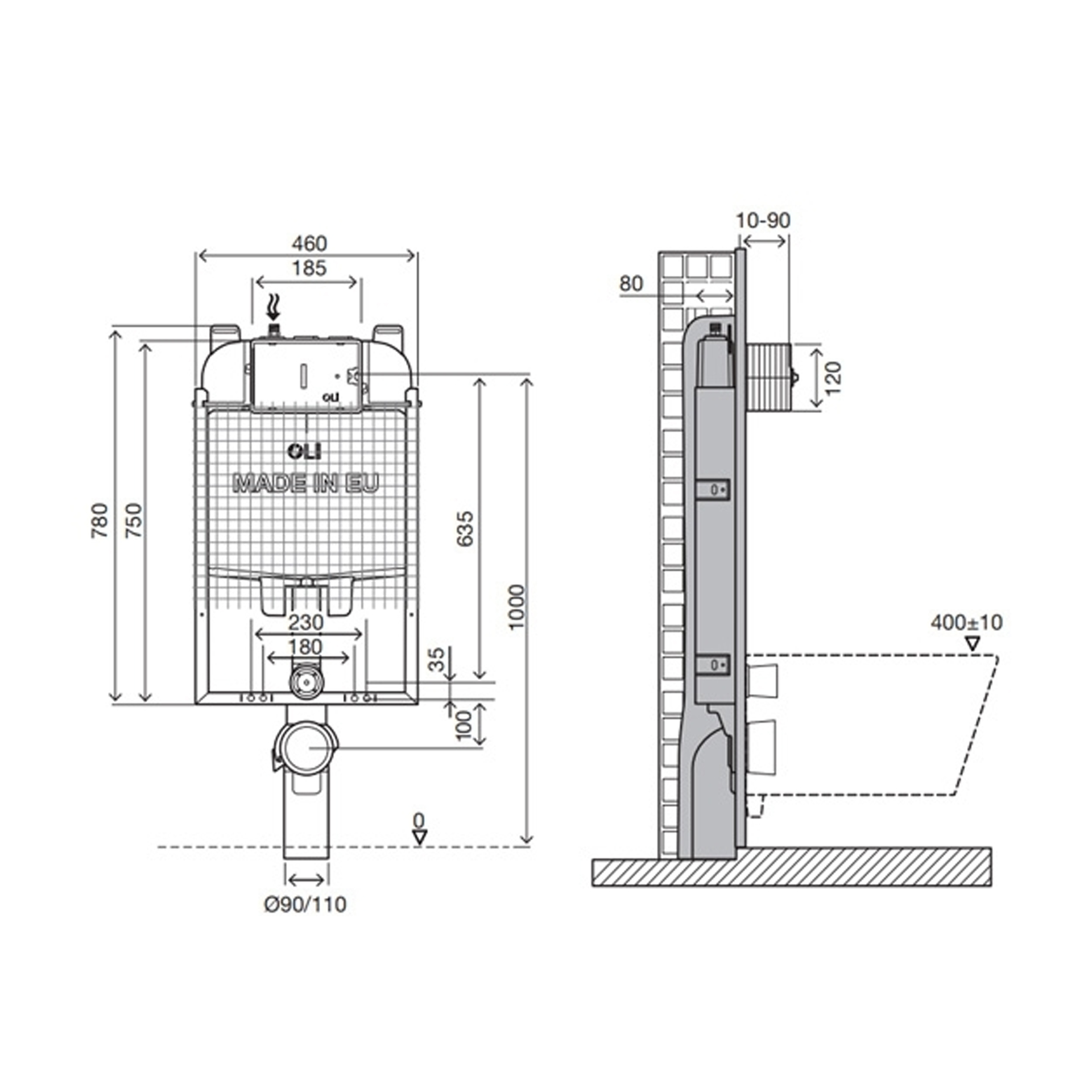 Estrutura para Sanita Suspensa Oli74 Plus Simflex Pneumático OLI