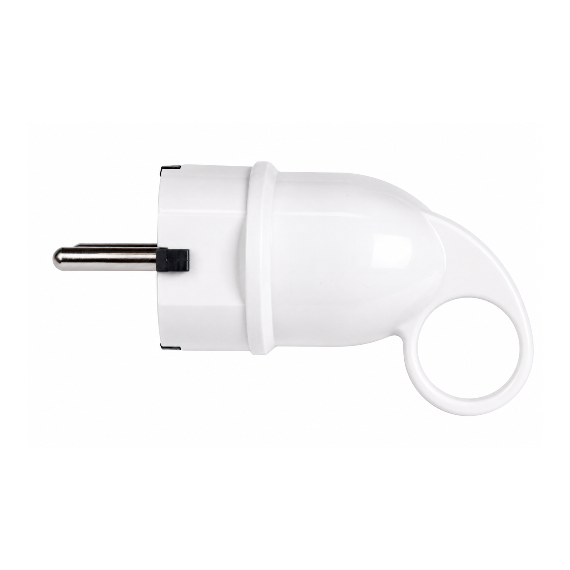 Ficha Macho Schuko Saída Lateral 2P+T 16A Branca