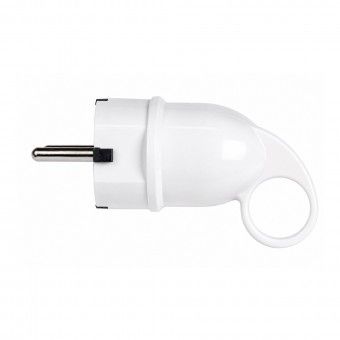 Ficha Macho Schuko Sa�da Lateral 2P+T 16A Branca